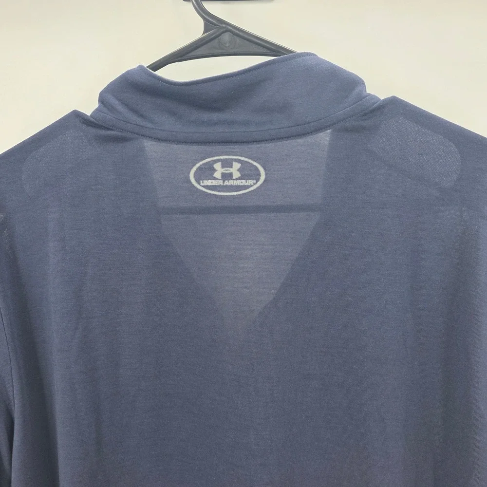 UNDER ARMOUR NOTRE DAME 1/4 ZIP MENS LARGE BLUE LIGHTWEIGHT THREADBORNE PULLOVER